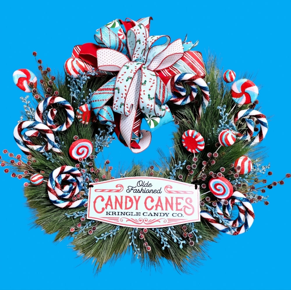 Whimsical Candy Cane Christmas wreath